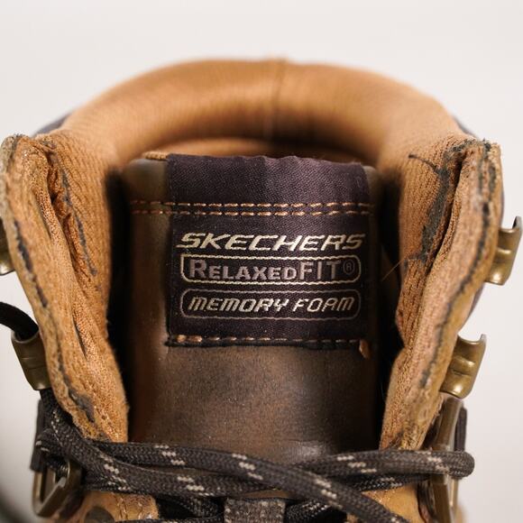 Skechers Relaxed Fit Leather Work Boots Men 7 Hiking Shoes 64264 Camel Tan Brown main image 9